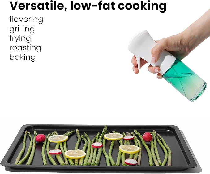 Olive Oil Sprayer for Cooking, 150ml Glass Oil Sprayer Bottle, Fine Mist Spray for Air Fryer, Nonstick Frying, BBQ, Salad, Refillable & Leakproof Dispenser (Light Protection PS640)