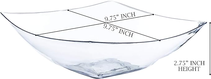 PLASTICPRO Disposable 64 ounce Square Serving Bowls, Party Snack or Salad Bowl, Large Plastic Crystal Clear Pack of 4