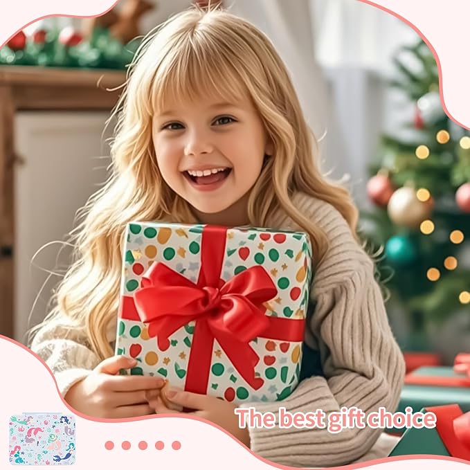 Bento Lunch Box for Kids, Leak-Proof 5-Compartment Cute Lunchbox for Boys Girls, Drop-Proof, Food Container Microwave & Dishwasher Safe, Back to School Supplies for Ages 3 to 7, White/Mermaid