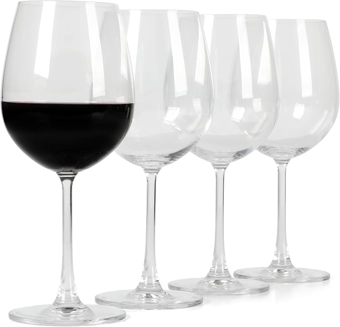 Martha Stewart Vivica 4-Pack Red Wine Glass Set, 20 oz – Elegant Stemmed Wine Glasses for Red Wine, Durable Clear Glassware for Dining, Entertaining, or Everyday Use