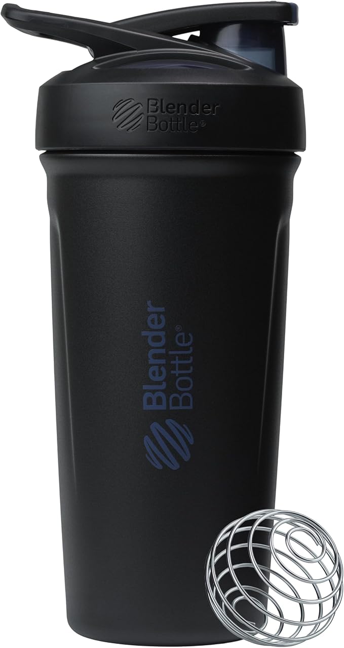 BlenderBottle Sport Flip Stainless Steel Shaker Bottle 24 oz Black