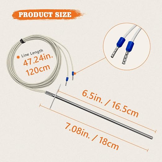Temperature Probe Sensor, Replacement for Traeger Digital Thermostat Probe, Sensor Thermometer Compatible with Traeger Pellet Grills | Replace BAC216, NOT for PTG Grill, Stainless Steel Waterproof Probe Tip, Fixes ER1 Code Errors, Easy to Install, Plug...