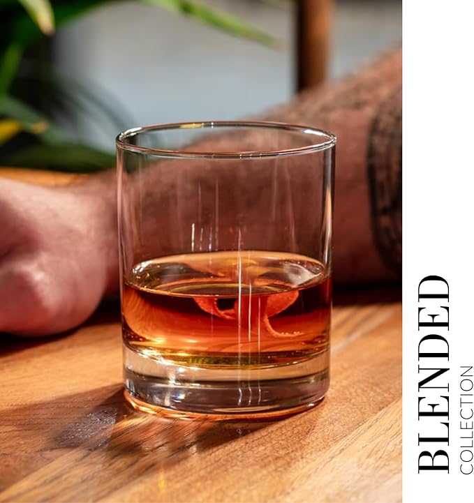 Krosno Whiskey Glasses Set of 6, 10.1 oz, Blended Collection | Drinking Tumblers, Lead-Free Crystal for Bourbon, Scotch, Cocktails, Water, Juice, Dishwasher Safe