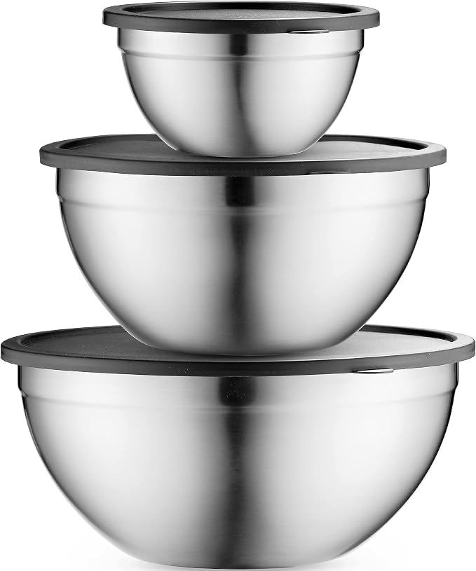 Table Concept Mixing Bowls with Airtight Lids, Stainless Steel Nesting Bowl Set for Space Saving Storage, Ideal for Cooking, Baking, Prepping & Food Storage