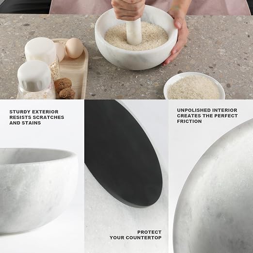 Marble Mortar and Pestle Set, 8" Extra Large Grinder Bowl for Guacamole, Salsa, Pill Crusher, Spice, Herb, Garlic, Nut, Heavy Duty Grinder for Kitchen(Namib Fantasy)