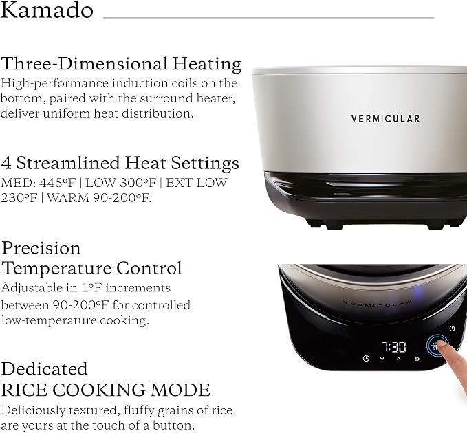 Vermicular Musui–Kamado Cast Iron Induction Cooker, Sea Salt | Precision Temperature Control, Waterless Cooking, Non-Toxic Enameled Cast Iron Pot, Japanese Multicooker & Rice Cooker (120V)