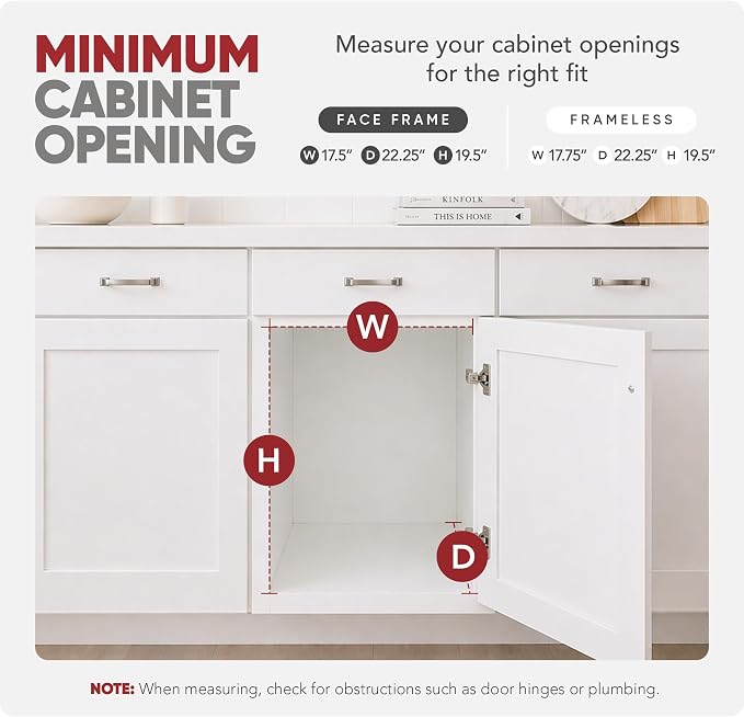 Rev-A-Shelf Pullout Organizer for Cabinets, Min Opening Width of 18" | STwo-Tier Steel Shelf for Kitchen or Vanity Cabinet Organization, Heavy Gauge Wire Slide Out Storage Basket, 5WB2-1822CR-1