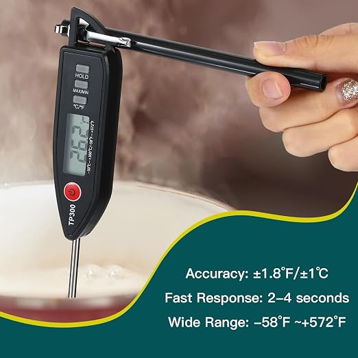 10 Set Digital Food Thermometer Long Probe Instant,Black | Waterproof for Water, Liquid, Candle and Cooking Meat Thermometer Read for Kitchen BBQ Grill Candy