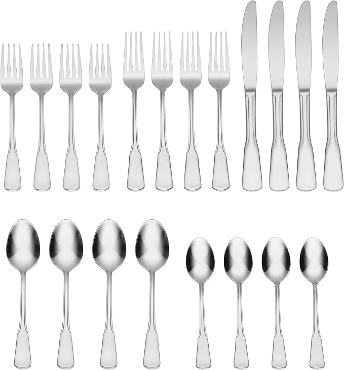 Oneida Colonial Boston 20-Piece Flatware Set, Service for 4, Silver (Pack of 3)