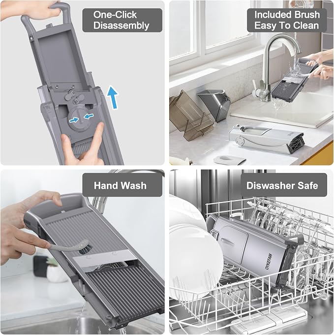 Safe Mandoline Slicer for Kitchen, 6 in 1 Vegetable Chopper, Potato Slicer | Safe Mandoline Slicer, French Fry Cutter For Potatoe, Potato Slicer, Food Chopper, Adjustable Thickness 0.1-8 mm with Peeler