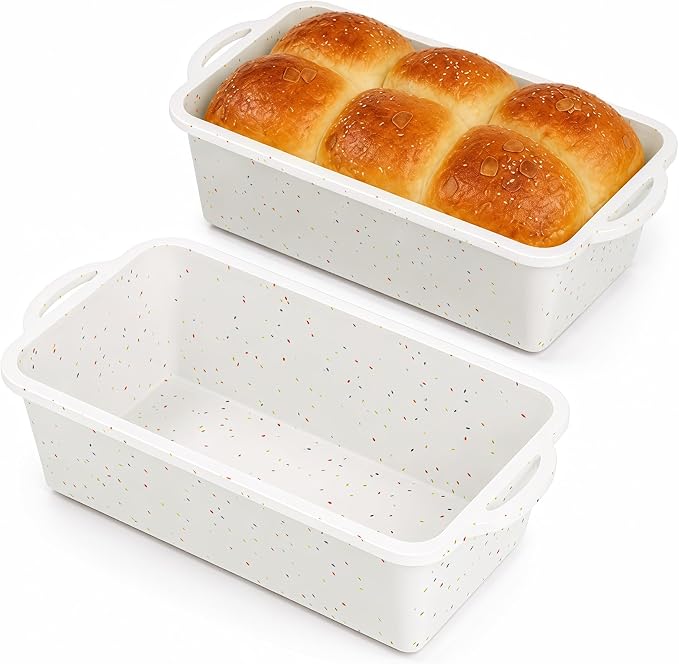 Vinino 2 Pack Standard Silicone Loaf Pans 8.5x4.5'' for Daily Baking | Cream Pound Loaf Pans, Great for Weekday Bread Baking, Shareable Batches, Dessert Bars & Hearty Baked Oatmeal Recipes