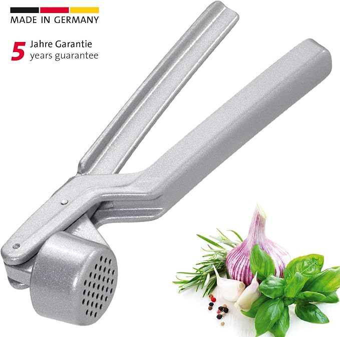 Westmark Garlic Press “Novapress” – German Heavy-Duty Garlic Crusher & Mincer, Rust Proof Mincer Tool, Easy Squeeze Ergonomic Hand Press, Ginger Presser with Durable Aluminium Metal Construction