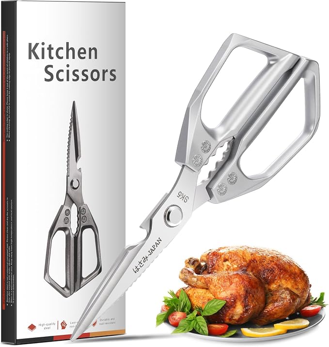 Kitchen Scissors Heavy Duty for Food, All Purpose Meat Scissors, Premium Ultra Sharp Japanese Stainless Steel Kitchen Shears