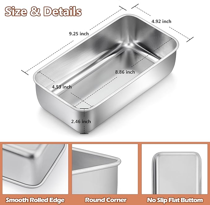 LIANYU Bread Loaf Pans Set of 12, 9x5 Inch Stainless Steel Bread Baking Pan | For Homemade Sourdough, Sandwich, Meatloaf, Easy Release, Dishwasher Safe, Bulk Set for Bakery & Commercial Use, Heavy Duty