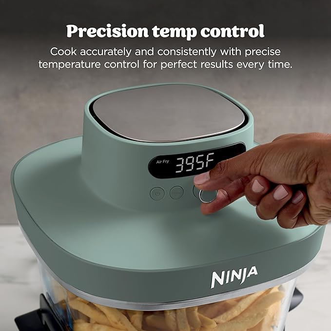 Ninja Crispi Pro 6-in-1 Glass Air Fryerk, Nontoxic, 6qt & 2.5qt Containers & Lids, Microwave, Freezer, Dishwasher Safe, Max Crisp, Air Fry, Bake, Roast, Recrisp, Dehydrate, Grey (Renewed)