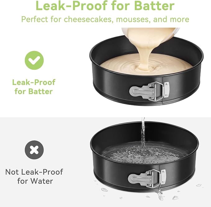 USLAl 9 Inch Springform Pan, Nonstick | Removable Bottom for Easy Release & Cleanup, Round Cheesecake Pan for Baking Cakes, Pies and Quiches