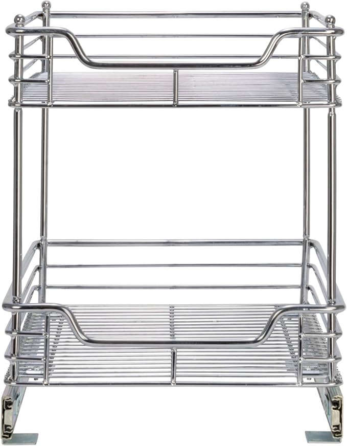 Household Essentials Chromed Steel 2-Tier Artisan Pull-Out Organizer