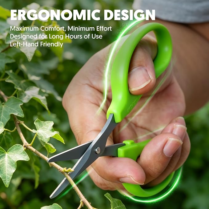 Garden Scissors, 6-in Shape Pruning Shears for Precise Cutting, Small | Gardening Snips, Non-Stick Coating Steel Bonsai Trimmer for Plants, Herbs, Flowers, Garden Trimming Tools, Easy to Clean