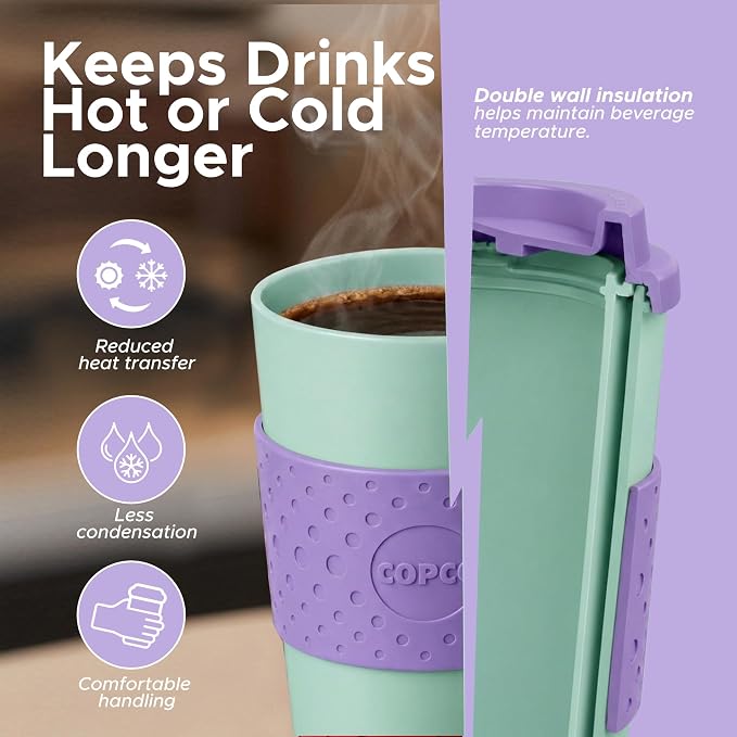 Copco Acadia Travel Mug, 16 Oz - Purple & Teal, Set of 2