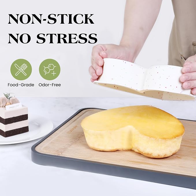 6 Inch Silicone Heart Shaped Cake Pans, Set of 3, Cream | Nonstick, Easy to Clean, BPA-free, Heat Resistant up to 446℉, Oven Safe, Dishwasher safe