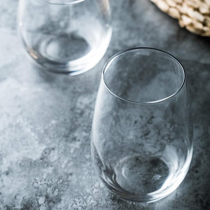 Stemless Wine Glasses 20oz,Red White Wine Glass Set of 8 | Clear, Drinking Glasses with Durable Chip Resistant Rim, Large Wine Glass for Birthday, Wedding, Christmas, Anniversary