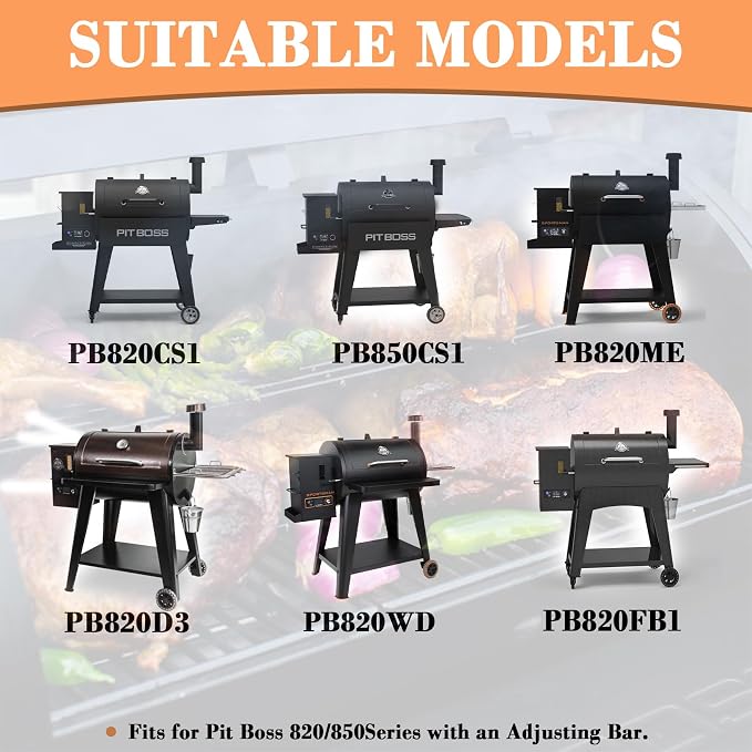 PB820 Flame Broiler Kit for Pit Boss 820/850, Adjustable Kit for Pit Boss | Includes bottom plate + slide cover; fits PB820D3/PB850PS2 & more; heavy-duty steel; arch bridge grease drainage; 26"x15.5".