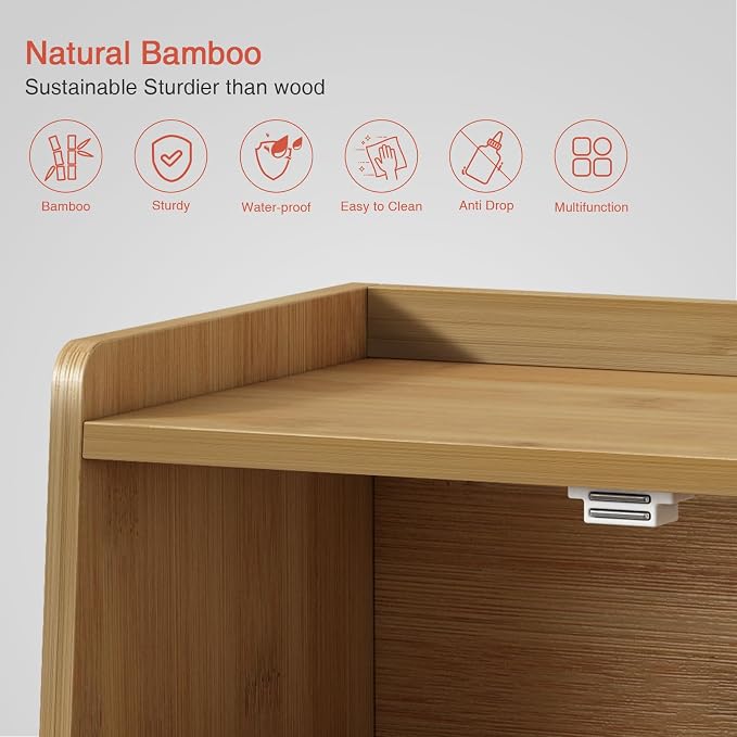 Goozii Wood Bread Box for Kithcen Countertop, Rustic Breadox Storage Container for Homemade Bread, Small Compact Bread Keeper Holder Organizer with Window (Natural Bamboo)