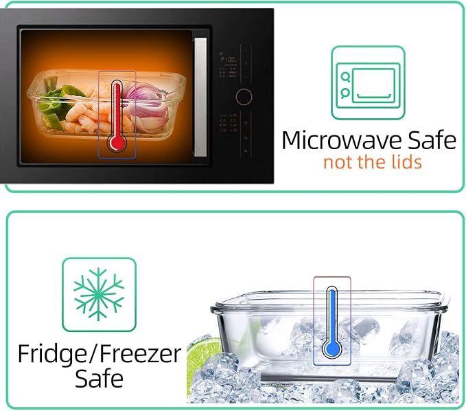 UMEIED Glass Meal Prep Containers 3 Compartment with Lids (5 Pack, 36oz) | Divided Glass Storage Containers for Lunch at Work, Leak-Proof Portion Control Food Containers, Microwave / Dishwasher Safe