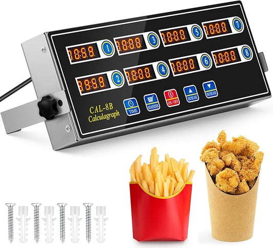 Relaxweex 1 Pack 8 Channel Kitchen Timers for Cooking, Commercial Digital Kitchen Timer with Loud Alarm, Large LCD Display, Restaurant Fryer, Chef, Baking Supplies