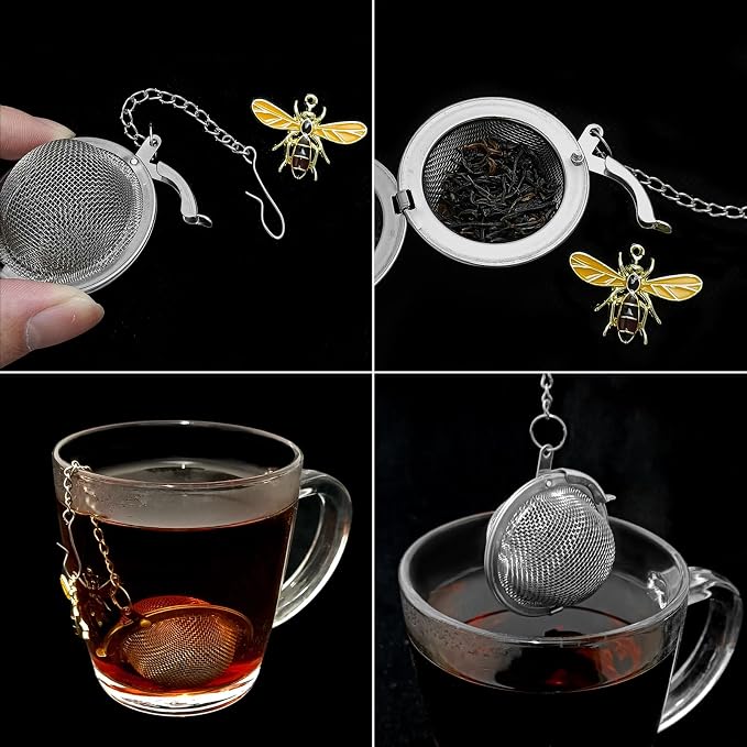 6PCs Stainless Steel Mesh Tea Infuser,2.1 inch Tea Ball with Honey Bee Set | Tea Steeper for Filtering Tea,Tea Infusers for Loose Tea,Tea Strainer for Flavoring Herbal Spices and Seasonings