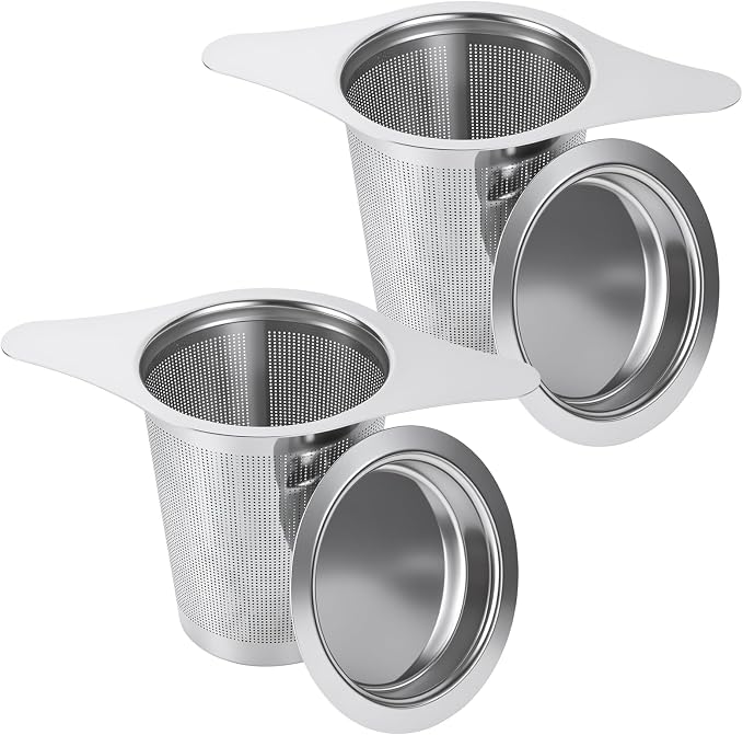 2PCS Stainless Steel Tea Infuser, Extra Fine Mesh with Lid