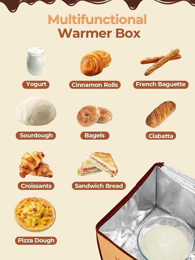 FOHERE Bread Proofing Box, 32-113°F Temp Control & 48H Timer, Folding Dough Proofing Box With NTC Sensor, Sourdough Proofing Box For Sourdough, Pizza, Kombucha, Yogurt, Bread Baking