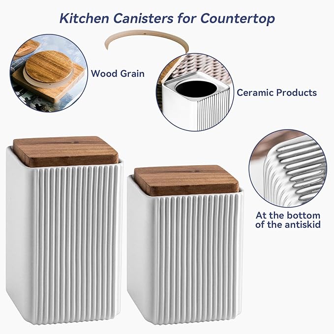 Ceramic Storage Jars Modern Airtight Coffee Canisters With Lid (White,Small size,13cm*10cm)