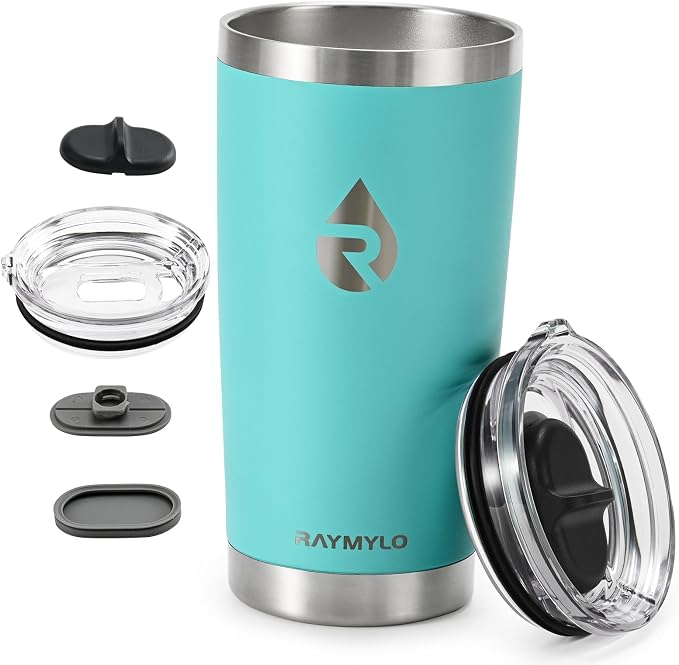 RAYMYLO Travel Coffee Tumbler, Insulated Travel Coffee Mug Cup, 20oz | Detachable Lid for Thoroughly Clean, Cup Holder Friendly for Outdoor, Double-Wall Vacuum Insulation, Spill Proof & BPA Free