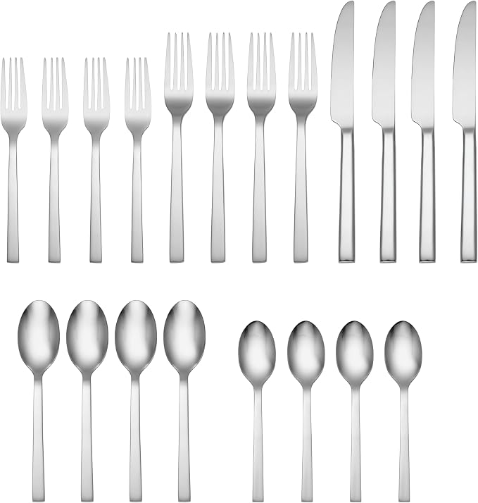 Oneida Chefs Table 20-Piece 18/0 Silverware Set for 4, Flatware | silver, dishwasher safe | includes knives, forks, and spoons | heavy duty, cutlery set, utensil set, wedding silverware