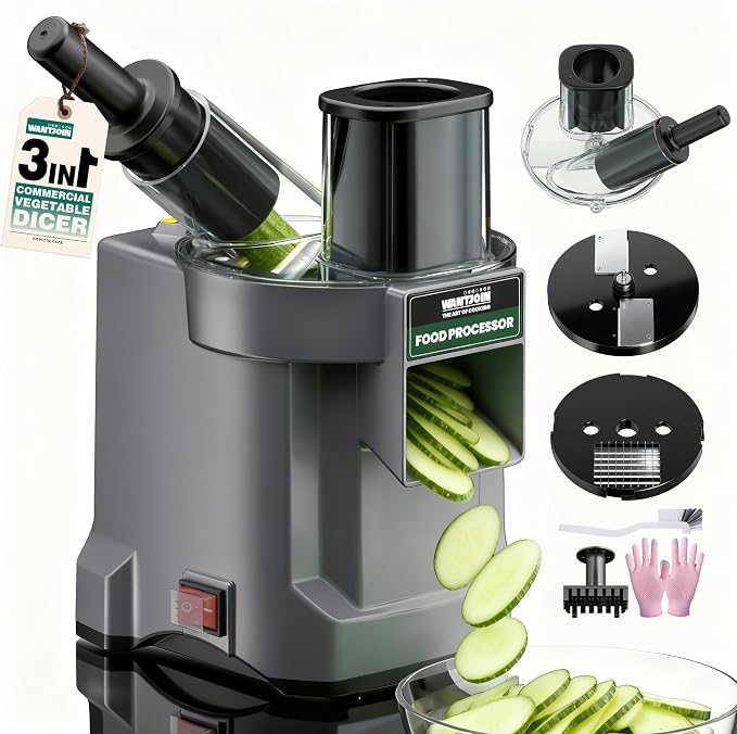 WantJoin 3 in 1 Electric Vegetable Chopper - Multifunctional Commercial Vegetable Dicer Food Fruit Processor Stainless Steel Blades for Slicing(2.5mm)