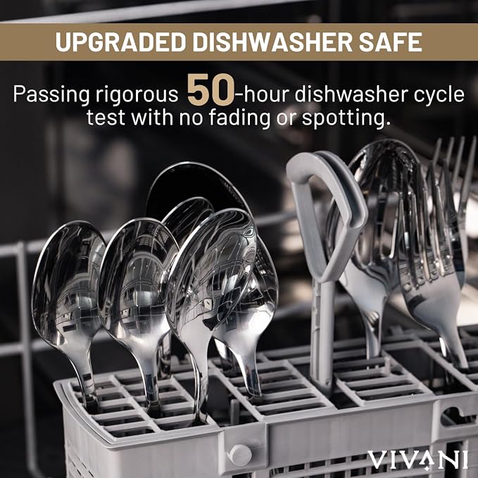 VIVANI 16-Piece Gold Silverware Set for 4, Stainless Steel Flatware Set | Dishwasher Safe Cutlery Set with Titanium Coating for Home, Kitchen, Apartment, Dinner Party, Housewarming, Rust Resistant