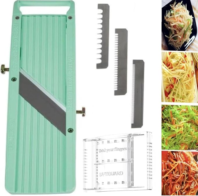 Handheld Mandoline Slicer for Kitchen – Professional Slicer Vegetable Cutter | Includes 3 x Interchangeable Stainless Steel Blades
