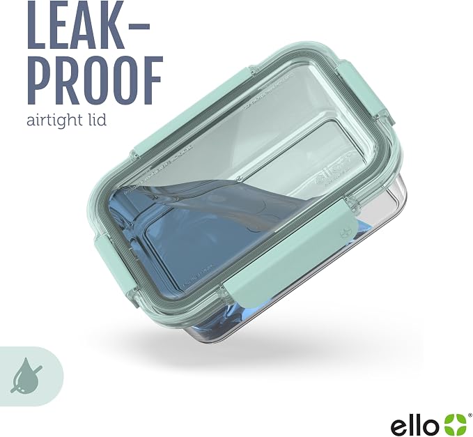 Ello Color Lock 3.4 Cup Glass Meal Prep Containers & Lids, 5 Pack, Purple Rain