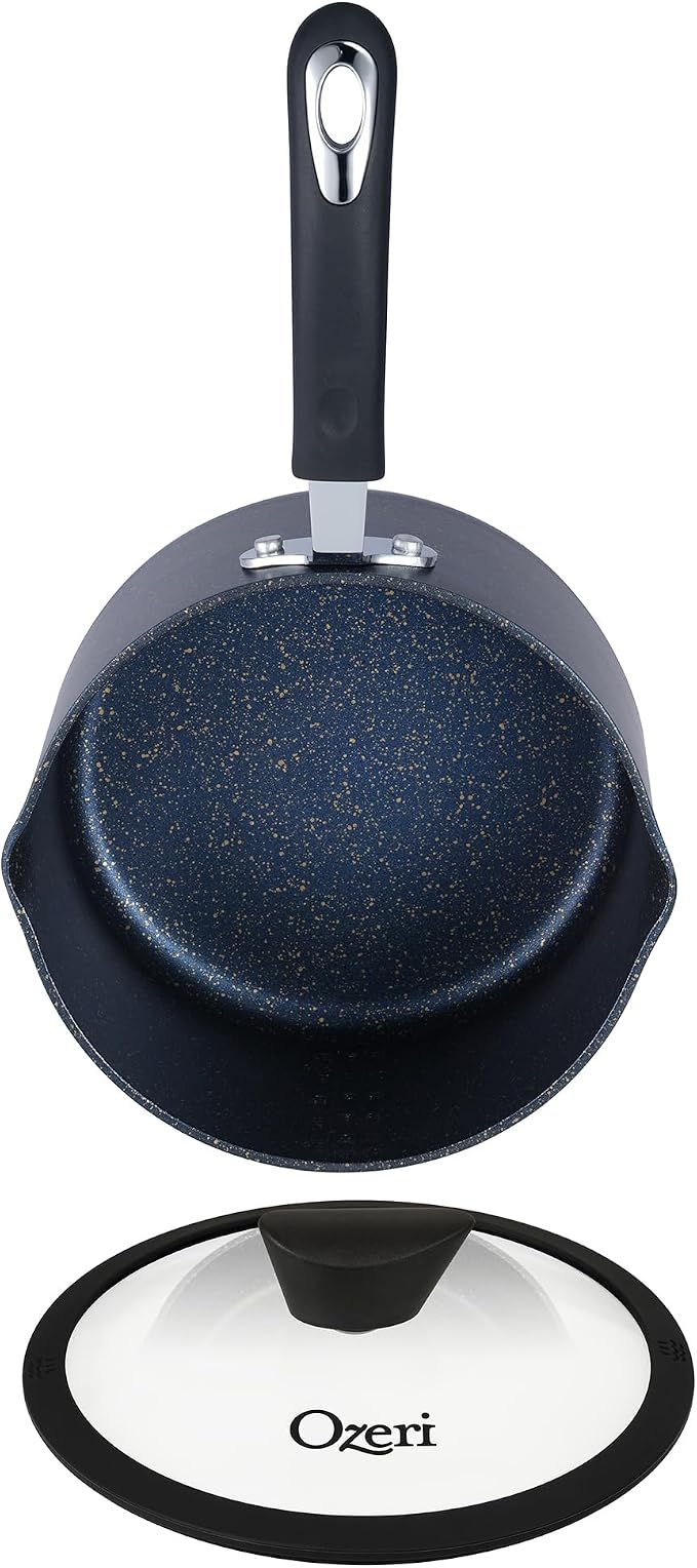 The All-In-One Stone Saucepan and Cooking Pot By Ozeri | Utilizes A Stone-derived Coating From Germany That Is 100% Free of APEO, GenX, PFBS, PFOS, PFOA, NMP and NEP