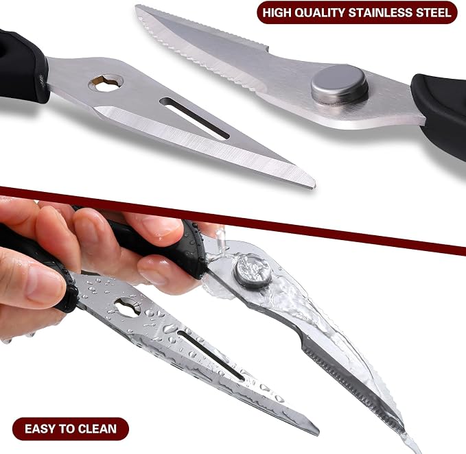 Come Apart Kitchen Scissors for Food, All Purpose Kitchen Shears (Black) | Easy to Clean, Detachable Blade, Comfort Grip, Multi Functional Cooking Scissors for Meat, Poultry, Fish