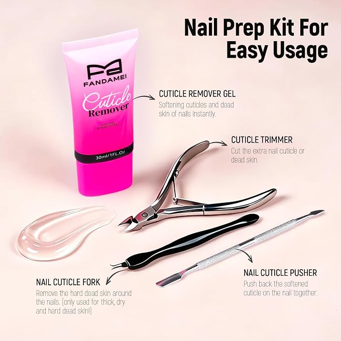 FANDAMEI French Tip Press On Nails, French Tip Nails, With Nail Prep Kit | Medium Almond Full Cover, With Cuticle Remover, Beginner-friendly, 120PCS Press On Nails French Tip, For DIY Nails At Home