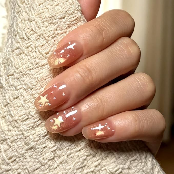 6 Packs (144 Pcs) | Reusable Press on Nails | 6-Style Bundle | 12 Sizes | Each Style 24 Pcs | Soft Neutral & Autumnal