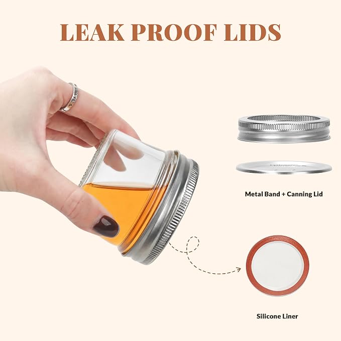CycleMore 4oz Mason Jar, 40 Pack Clear Glass Jars with Silver Split Lids | Airtight, BPA-free, Bulk Value, WasherSafe, Clear Glass jars with Lids, Perfect for Honey, Jam, Gifts, Decor and Favors.