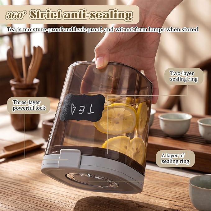 2 Pack 44oz Airtight Coffee Canisters Light Blocking Tea Storage Containers with Scoop, Airtight Food Jars for Loose Leaf Tea, Sugar, Formula, Coffee Bean, with Chalk Marker & 8 Stickers