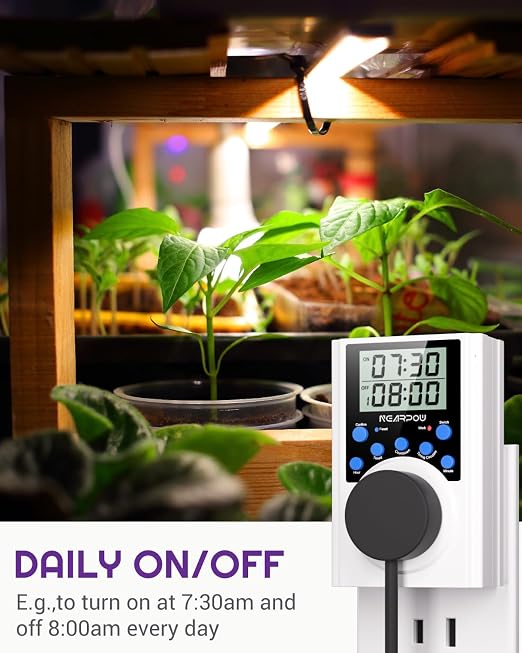 NEARPOW Programmable Digital Timer Outlet, Infinite Cycle, for Electrical | 15A/1800W Heavy Duty, Indoor Multiple Daily Timers, Customized Countdown Alarm, Energy-Saving, Child Lock Protection, 3-Prong