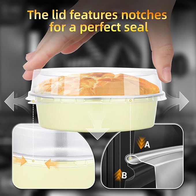 Beasea Disposable Tart Pans with Lids, 120 Pack 7.3oz Mini Pie Tins Creme Brulee Ramekins Aluminum Foil Pie Tart Cake Baking Pans Tins Cheesecake Containers for Birthday Party - Sage Green