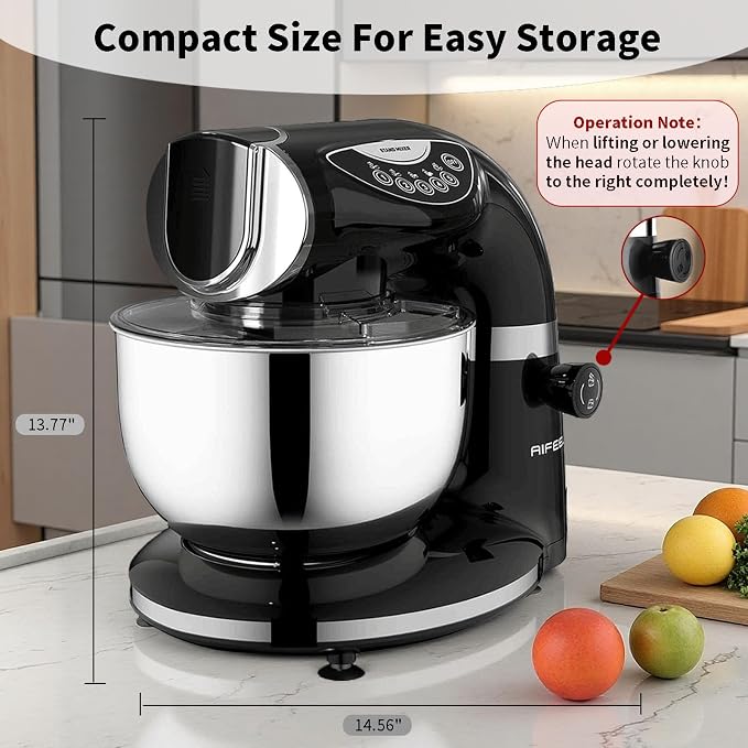 Stand Mixer, 8.5QT+ 6QT Two Stainless Steel Bowls Electric Food Mixer Black | 7 in 1 Multifunctional Kitchen Mixer with Dough Hook, Whisk, Beater, Meat Grinder,Pasta & Cookie Maker