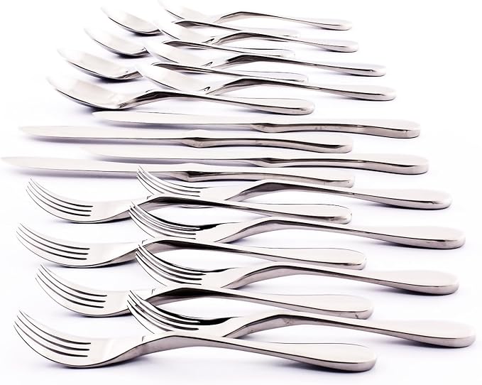 Knork Original Cutlery Utensils Flatware Set, 20 Piece, Gloss Silver