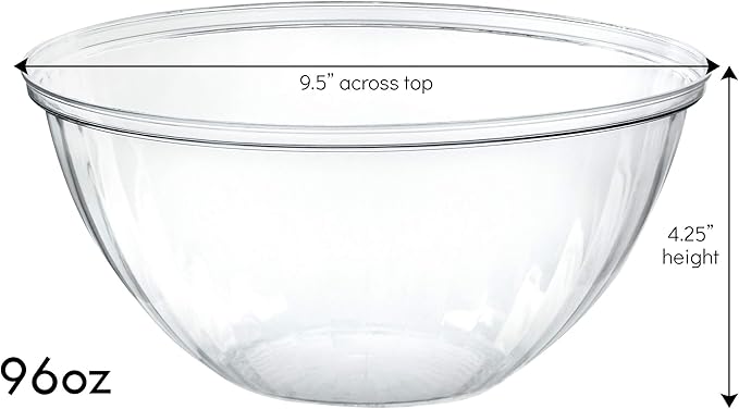 Disposable 96 Ounce Round Crystal Clear Plastic Pack of 4 Sets